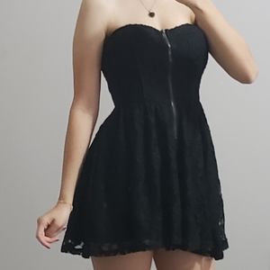 Black Lace Skort Strapless Juniors Dress XS